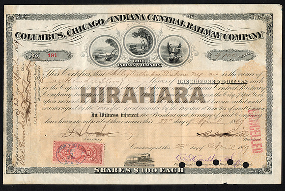 Columbus Chicago and Indiana Central Railway Company 01 Front w R46c